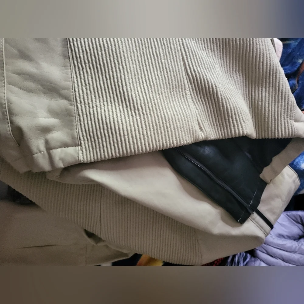 THERAPY Beige Jacket Winter Faux Leather Lined Comfy 2x Plus - Picture 13 of 14